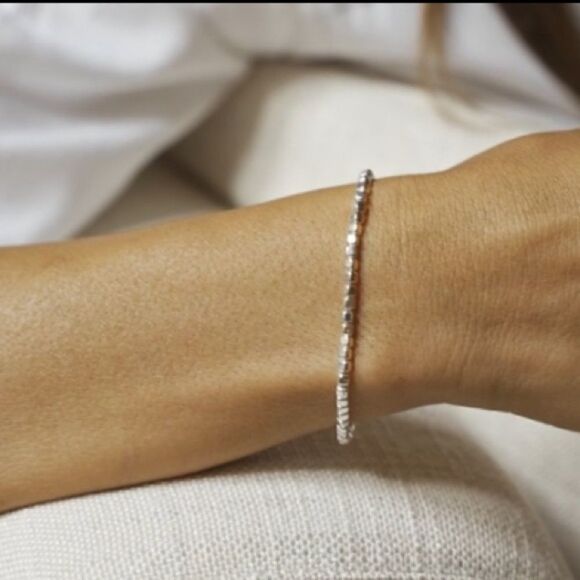 Sterling silver cube bead chain bracelet - Picture 7 of 7